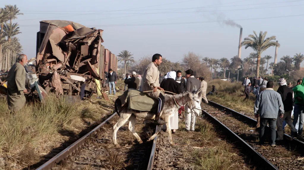 Havarovaný vlak v Egyptě