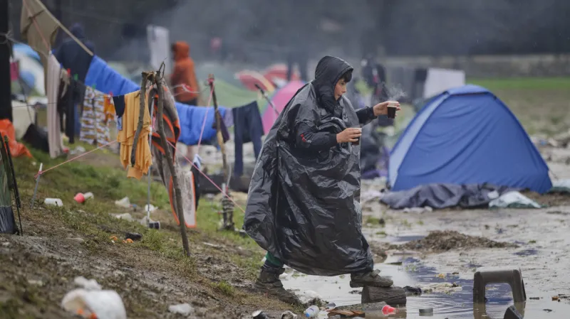 Běženecký tábor u Idomeni v roce 2015
