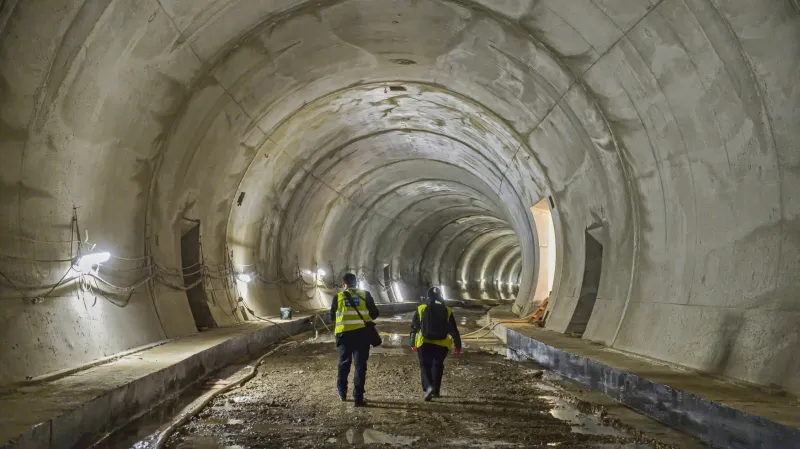 Tramvajový tunel, který je součástí stavby velkého městského okruhu v Žabovřeské ulici v Brně
