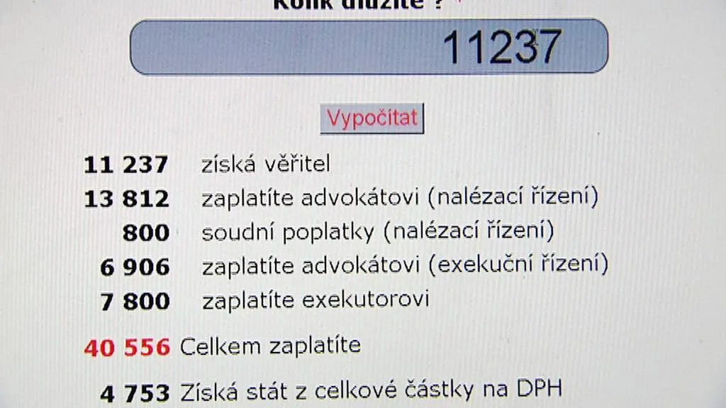 Vymáhací kalkulačka