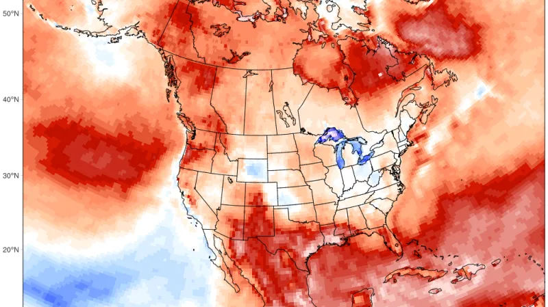 Střední Amerika zažila velmi teplé léto s odchylkami kolem 4 °C nad průměrem 1979–2000