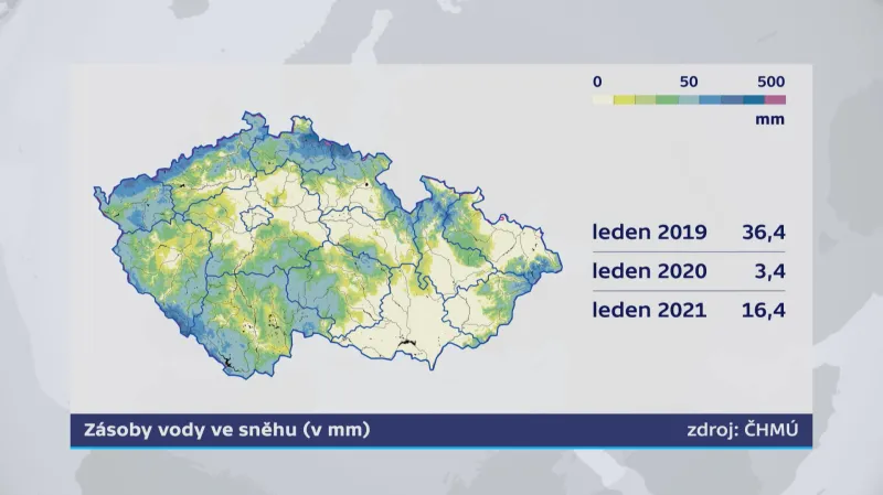 Zásoby vody ve sněhu