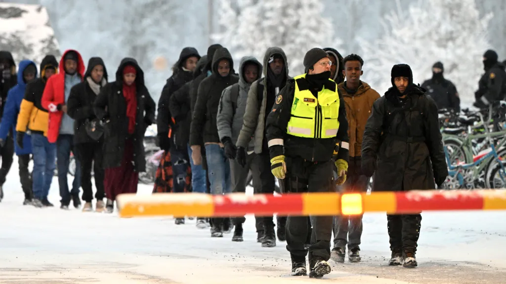 Migranti na finské hranici