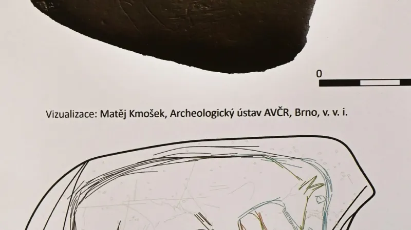 Detail vizualizace nalezeného říčního valounu