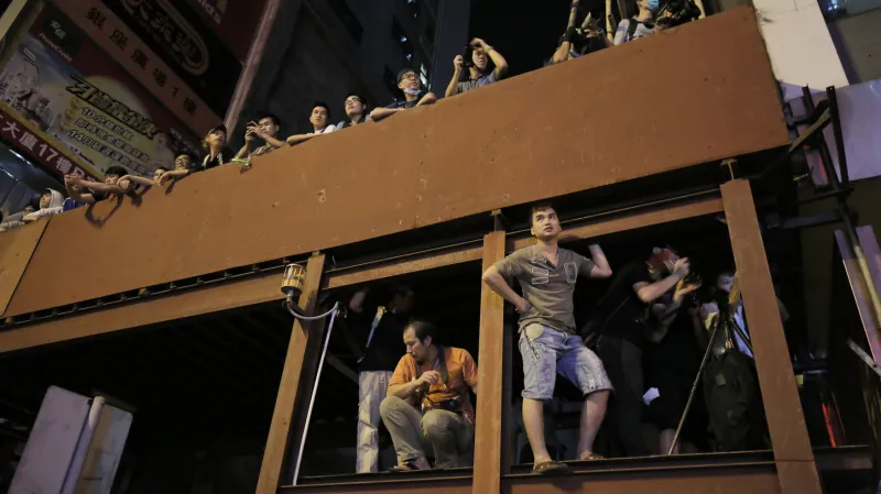 Demonstrace v hongkongské čtvrti Mongkok