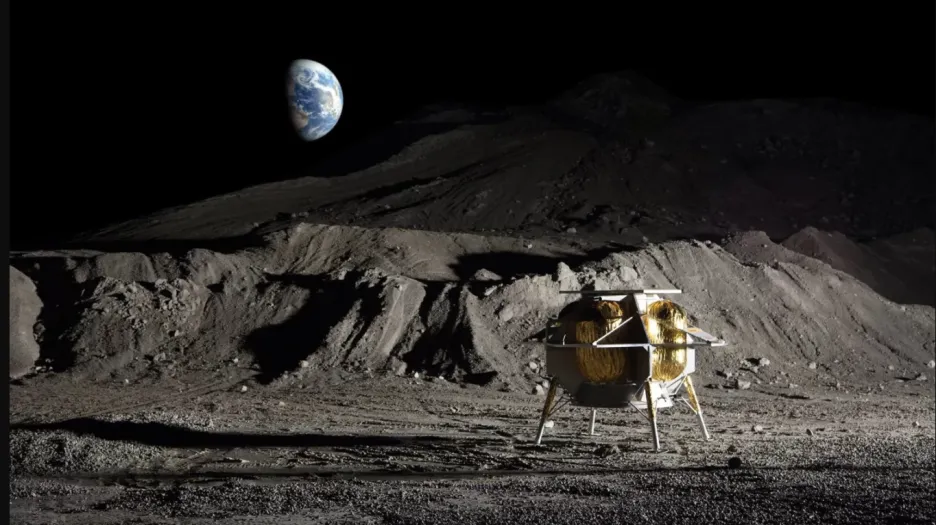 Umělecká představa o modulu firmy Astrobotic na Měsíci