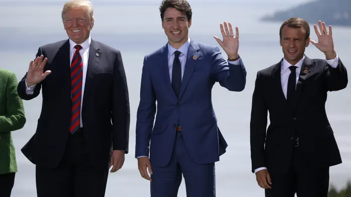 Donald Trump, Justin Trudeau a Emmanuel Macron