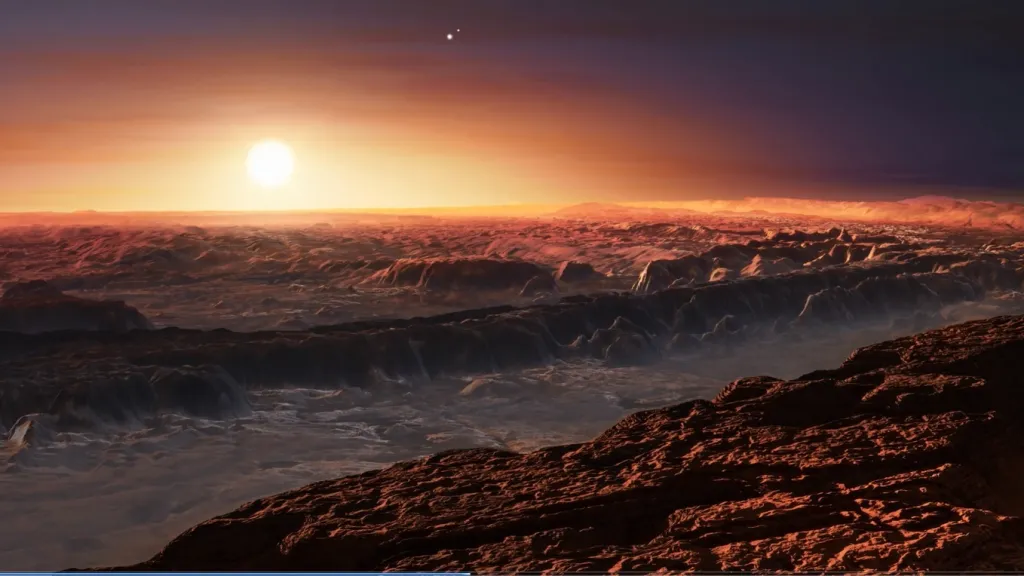 Umělecká představa o vzhledu exoplanety u Proximy Centauri