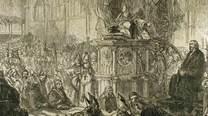 Rytina Mistr Jan Hus před koncilem kostnickým