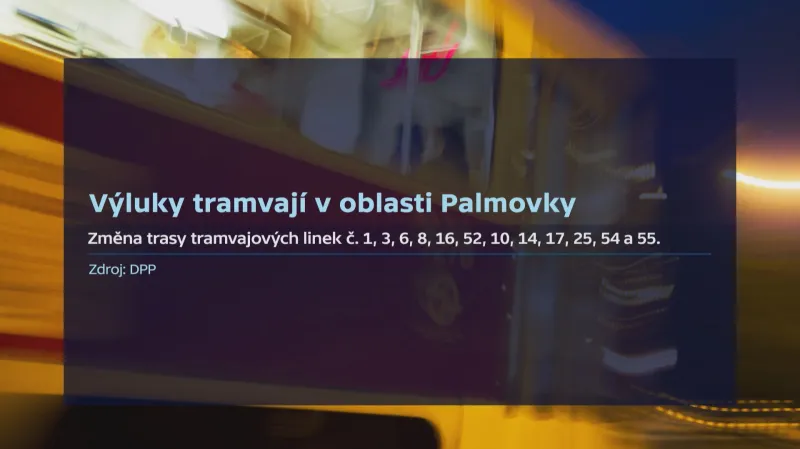 Výluka tramvají v oblasti Palmovky