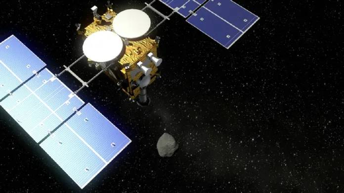 Vizualizace: Hajabusa 2 a asteroid