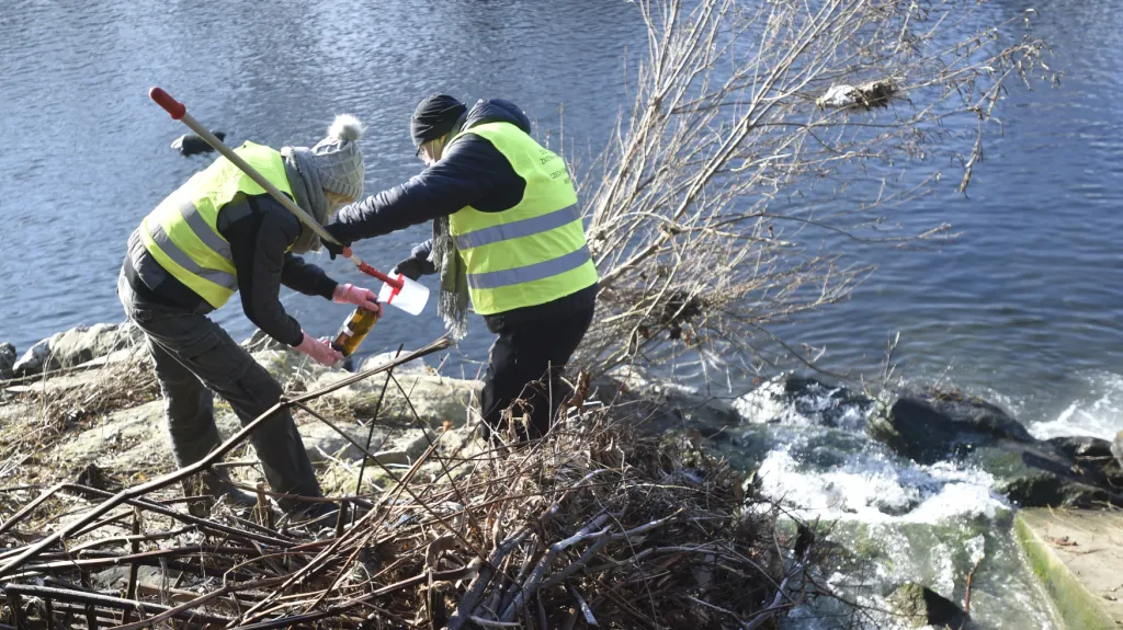 Odběr vzorků vody z Bečvy