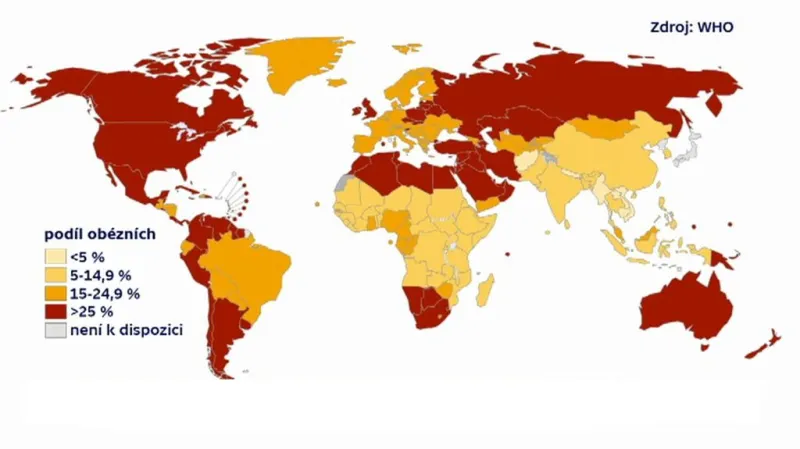 Rozšíření obezity u žen nad 18 let