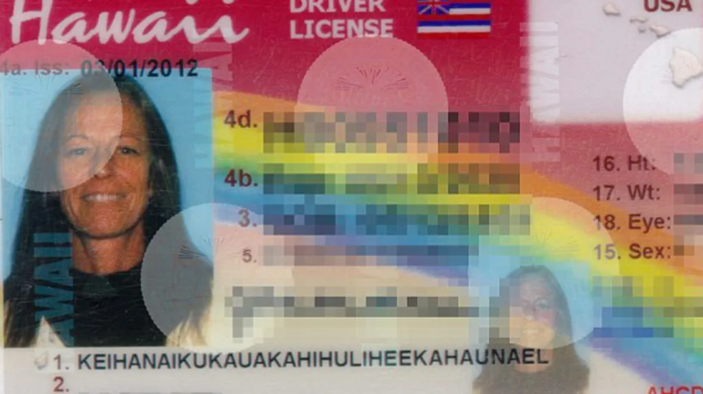 Řidičský průkaz Havajky Janice