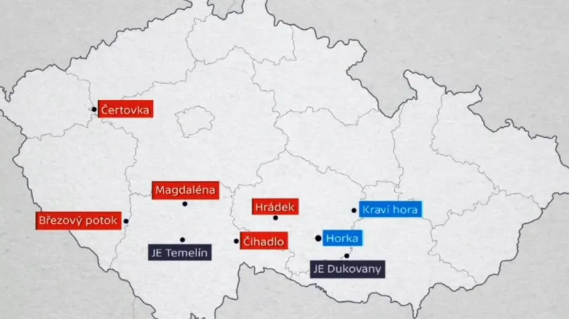 Vytipované lokality pro výstavbu jaderného úložiště