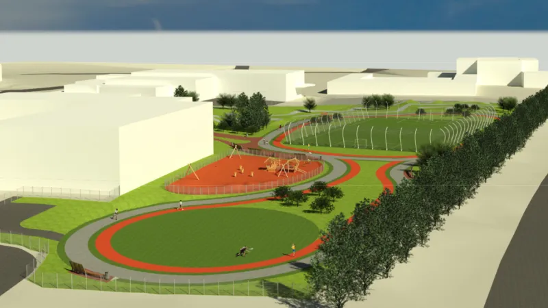 Nový sportovní a volnočasový areál (na vizualizaci)