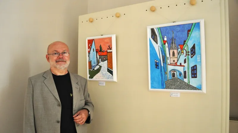 Z vernisáže výstavy obrazů J. Menouška a J. Němčického