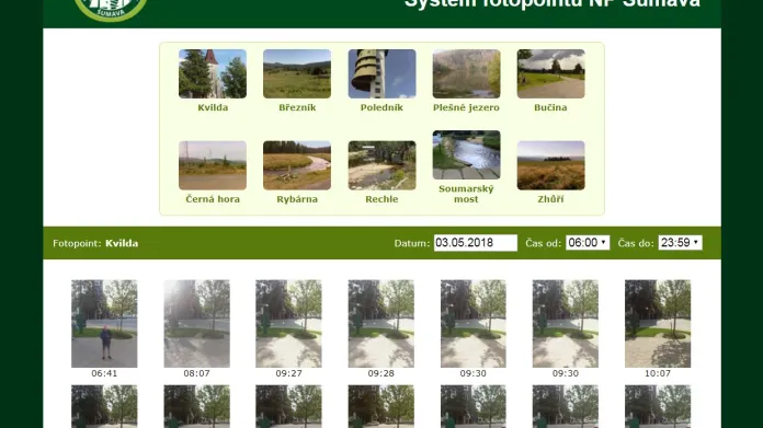 Snímek lidé najdou na webové stránce národního parku, kde je veřejně dostupný