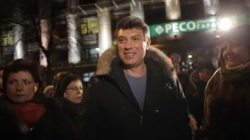 Boris Němcov na protivládní demonstraci