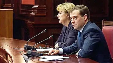 Angela Merkelová a Dmitrij Medveděv