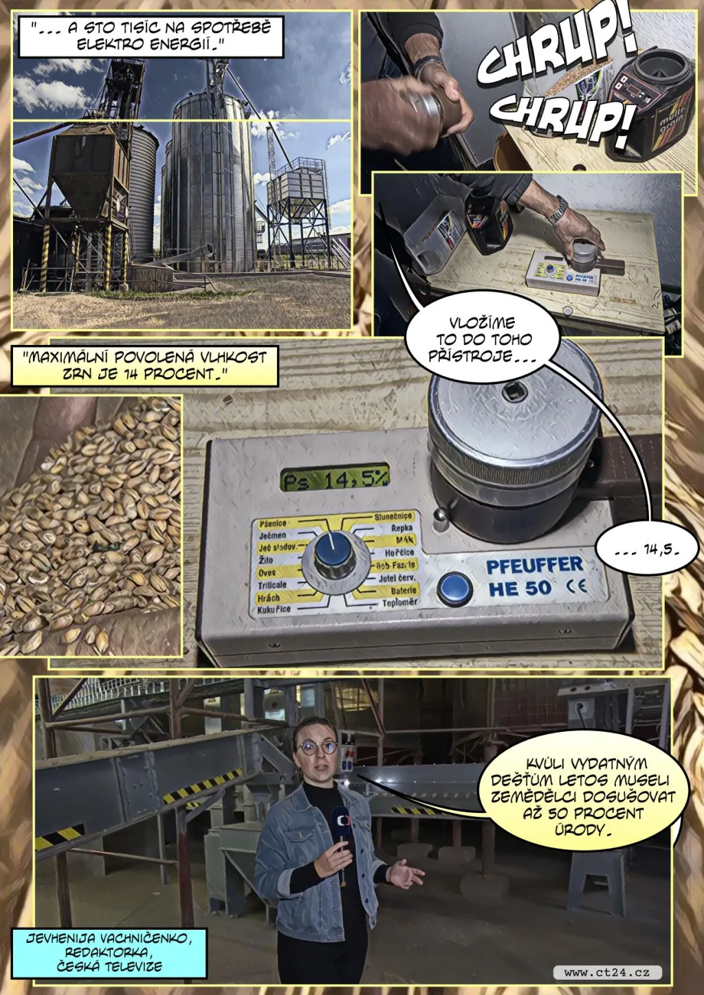 Dosoušení obilí po letních deštích