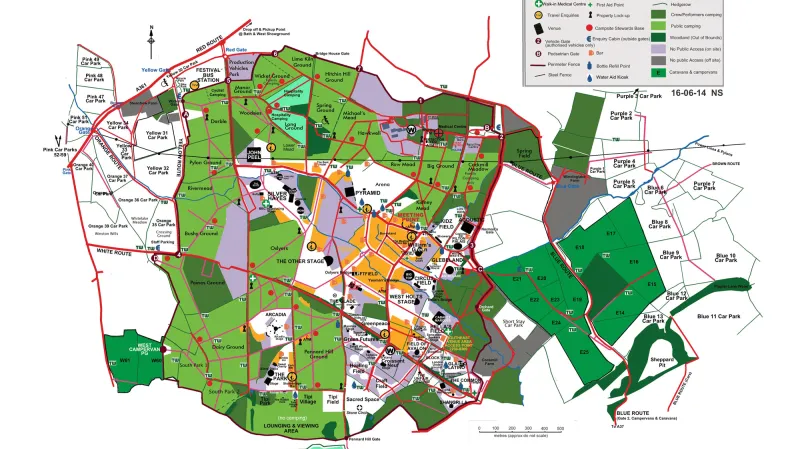 Mapa Glastonbury Festivalu