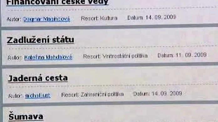 Témata na webu Změňpolitiku.cz