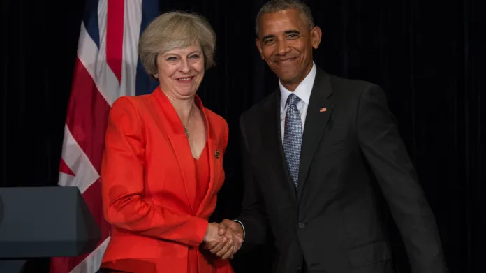 Theresa Mayová a Barack Obama na summitu G20