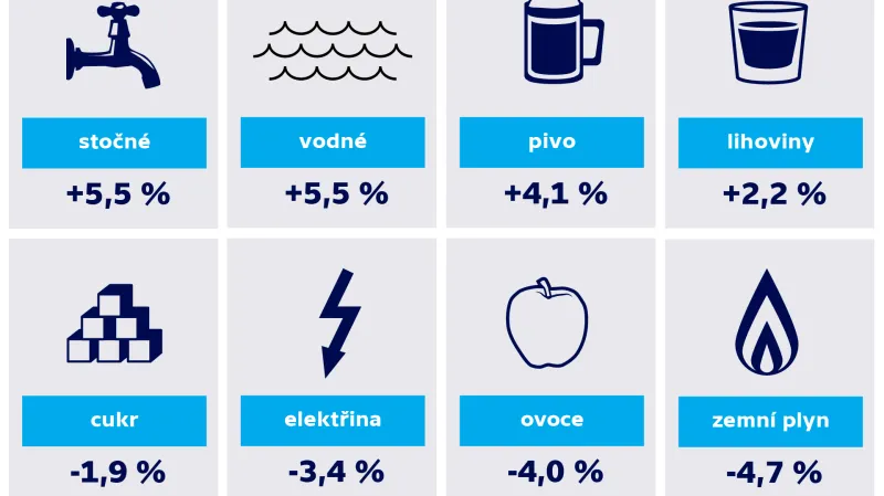 Meziroční růst cen podle vybraných položek v květnu