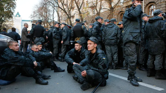 Protest ukrajinských členů Národní gardy