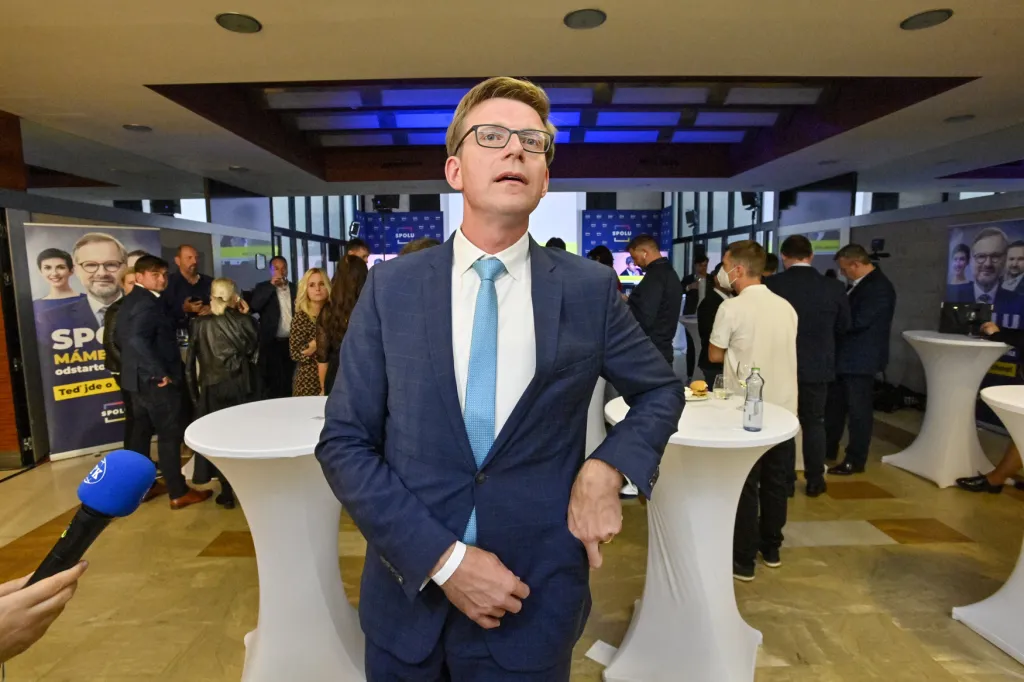 Místopředseda ODS Martin Kupka ve volebním štábu koalice SPOLU