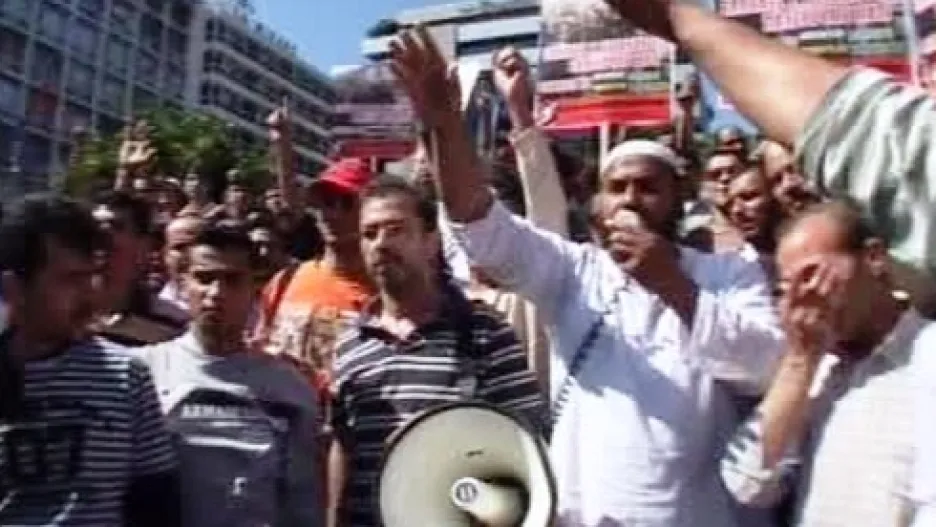 Demonstrace muslimů v Aténách