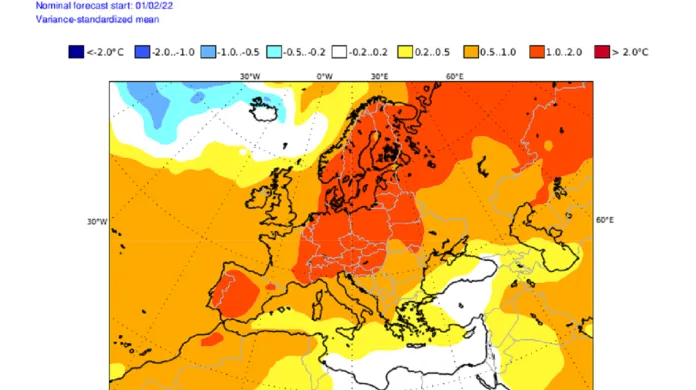 Teploty na jaře - předpověď pro Evropu