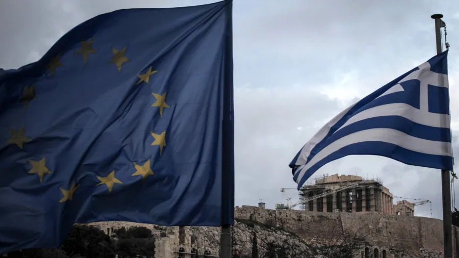 Vlajka EU a Řecka