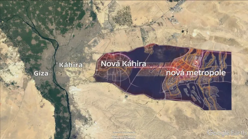Schéma nově vznikající metropole u Káhiry
