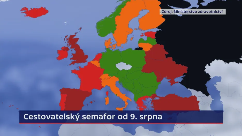 Cestovatelský semafor platný od 9. srpna