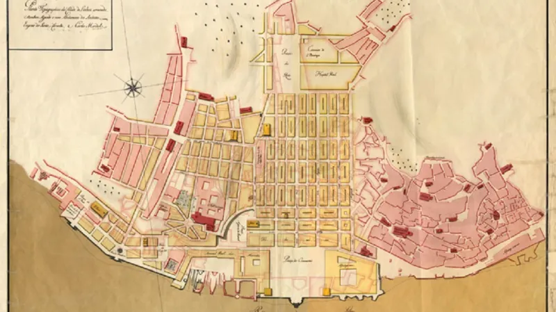 Historická mapa zaplavené čtvrti Baixa