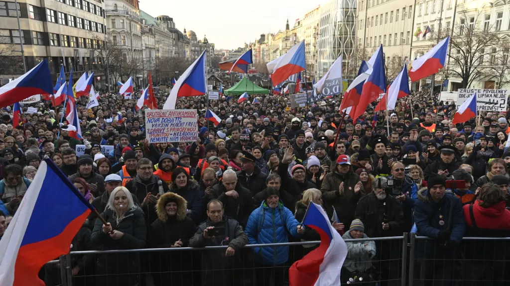 Demonstrace na Václavském náměstí v Praze