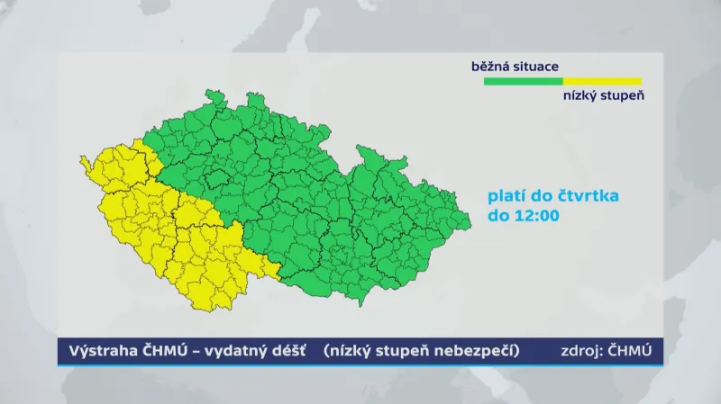 Výstraha na vydatný déšť: platí do 13. 5, 12:00
