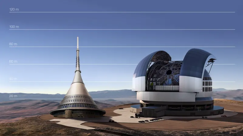 Ještědská rozhledna a ELT - srovnání velikostí