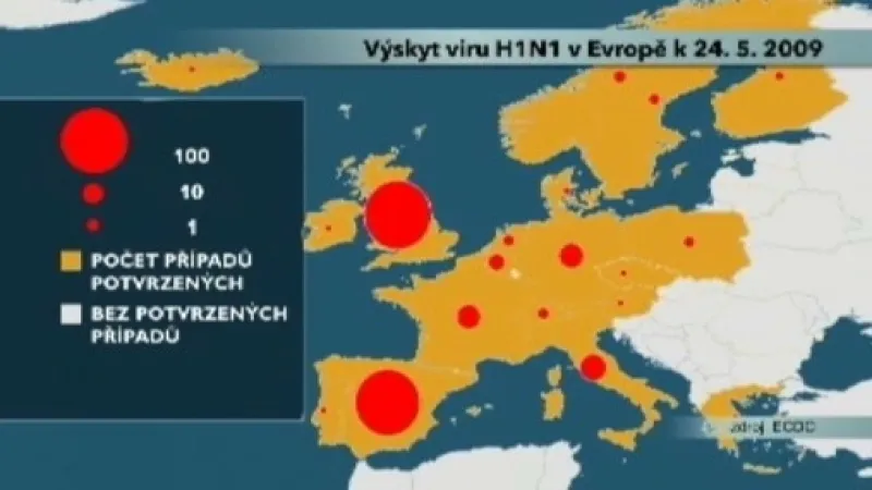 Mapa výskytu viru H1N1