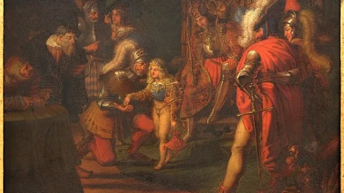 Karl Russ / Malý Ladislav Pohrobek obdarovává hrdinného Jiskru, 1818