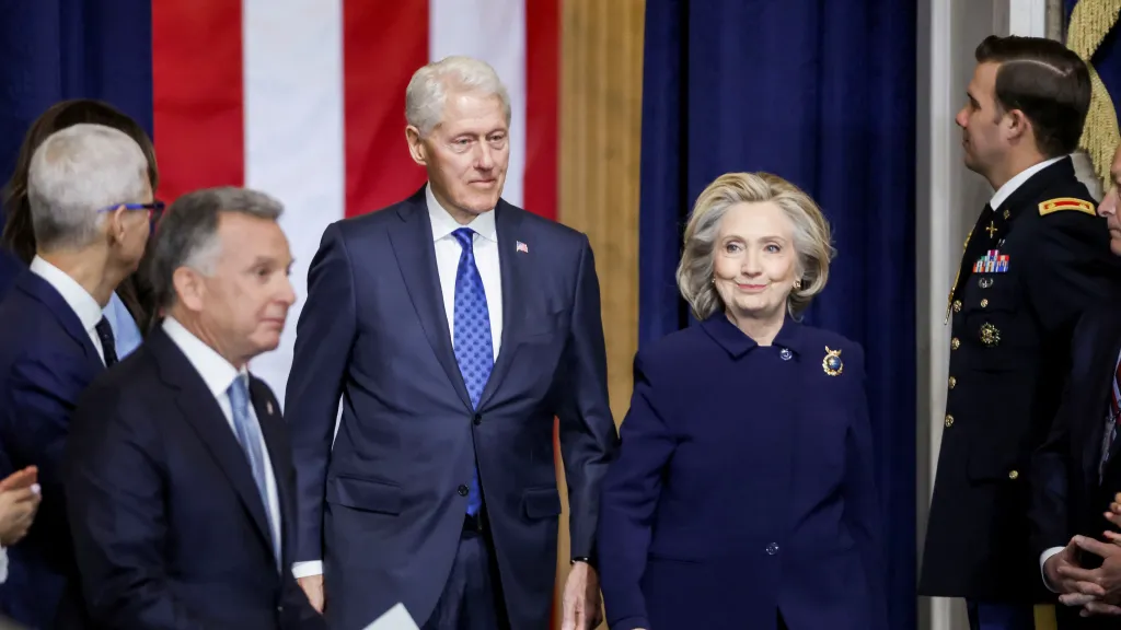 Bill a Hillary Clintonovi na inauguraci Donalda Trumpa, 20. ledna 2025