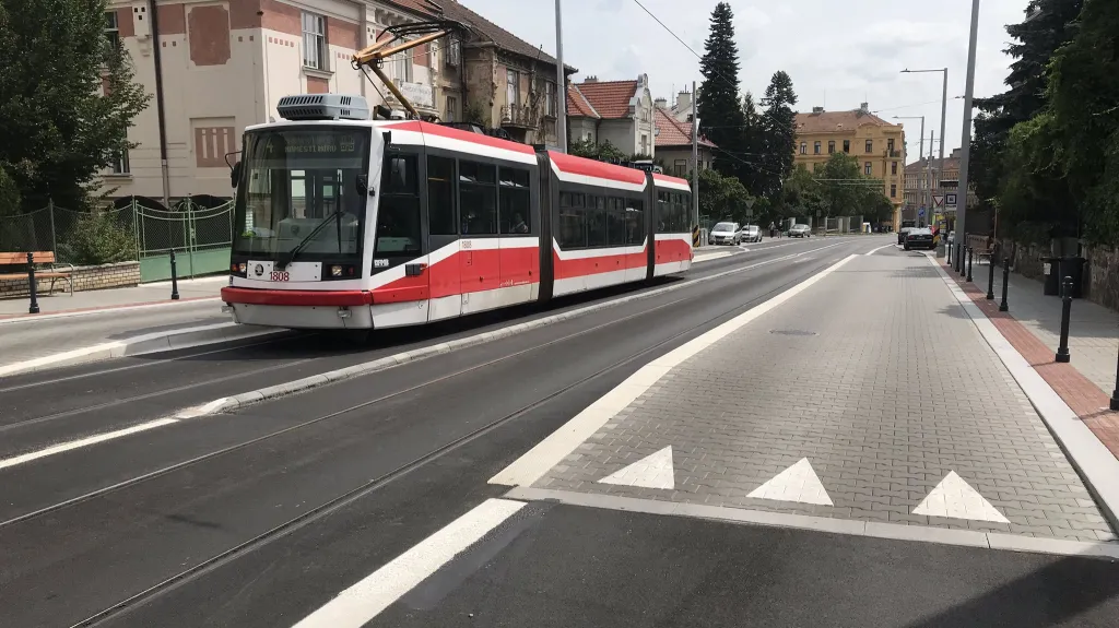 Tramvajová zastávka v Údolní ulici v Brně