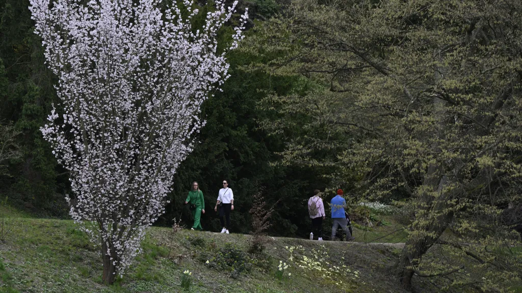 Hezké počasí vylákalo lidi do Průhonického parku