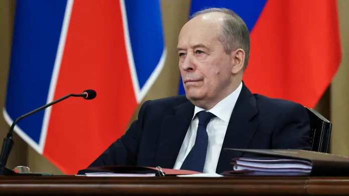 Ředitel FSB Alexandr Bortnikov na zasedání v Moskvě (27. 2. 2025)