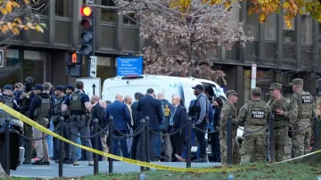 Zajištěná oblast poblíž Bílého domu, kde byli ve středu zastřeleni vojáci Národní gardy