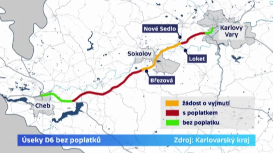 Úseky D6 bez poplatků