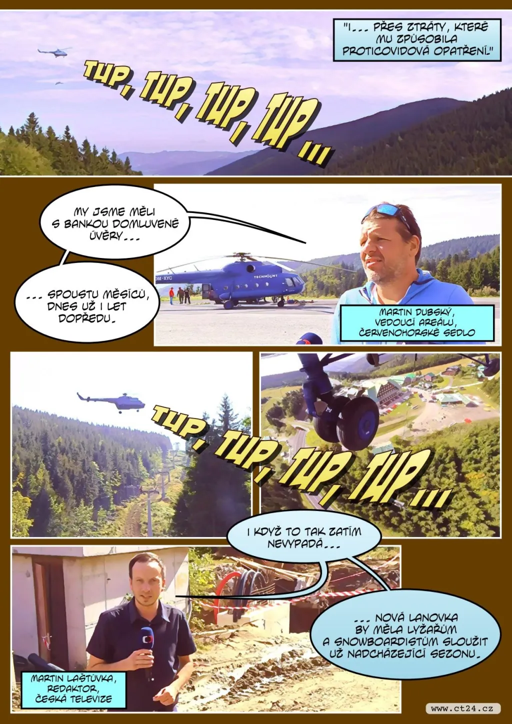 Vrtulník v Jeseníkách pomáhal při stavbě nové lanovky