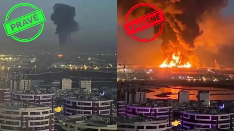 Snímek srovnávající pravé a falešné záběry